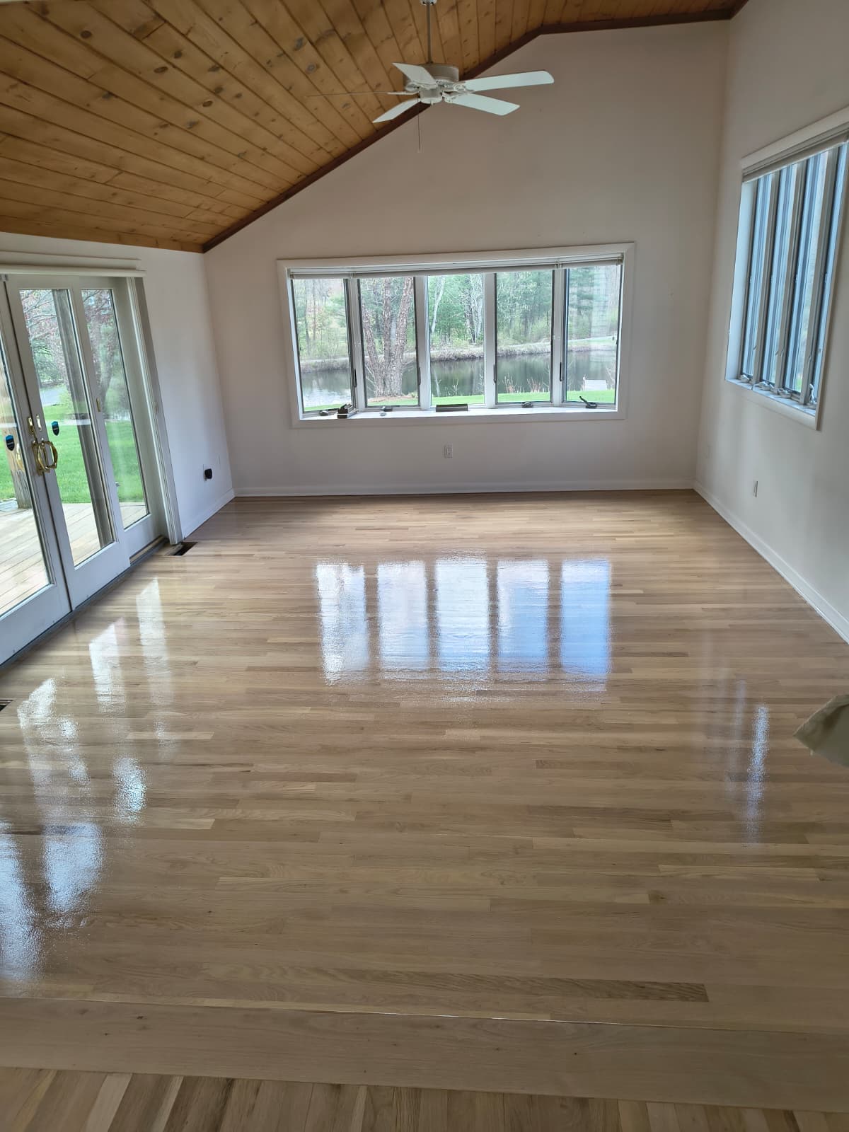 White oak, water-based clear seal