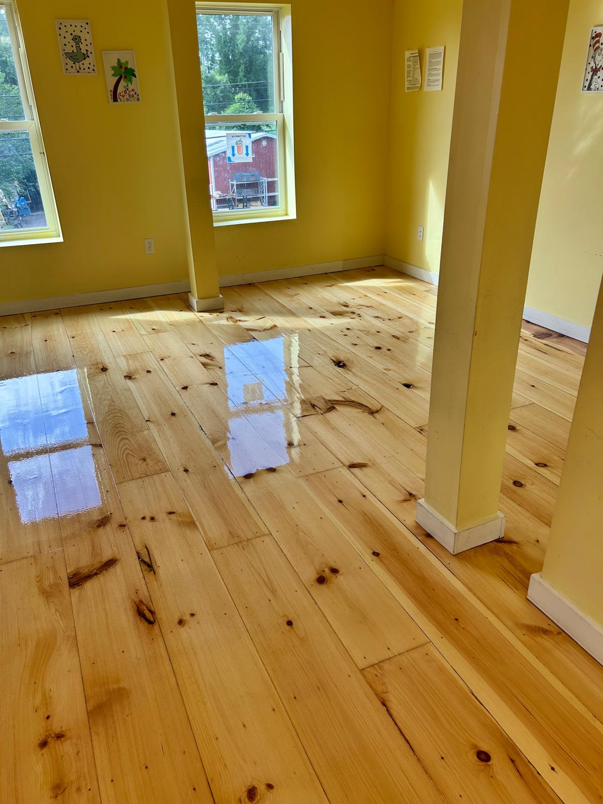 Pine flooring, natural oil-based finish